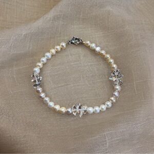 Hand Crafted Herkimer Diamond Freshwater Pearl Bracelet!